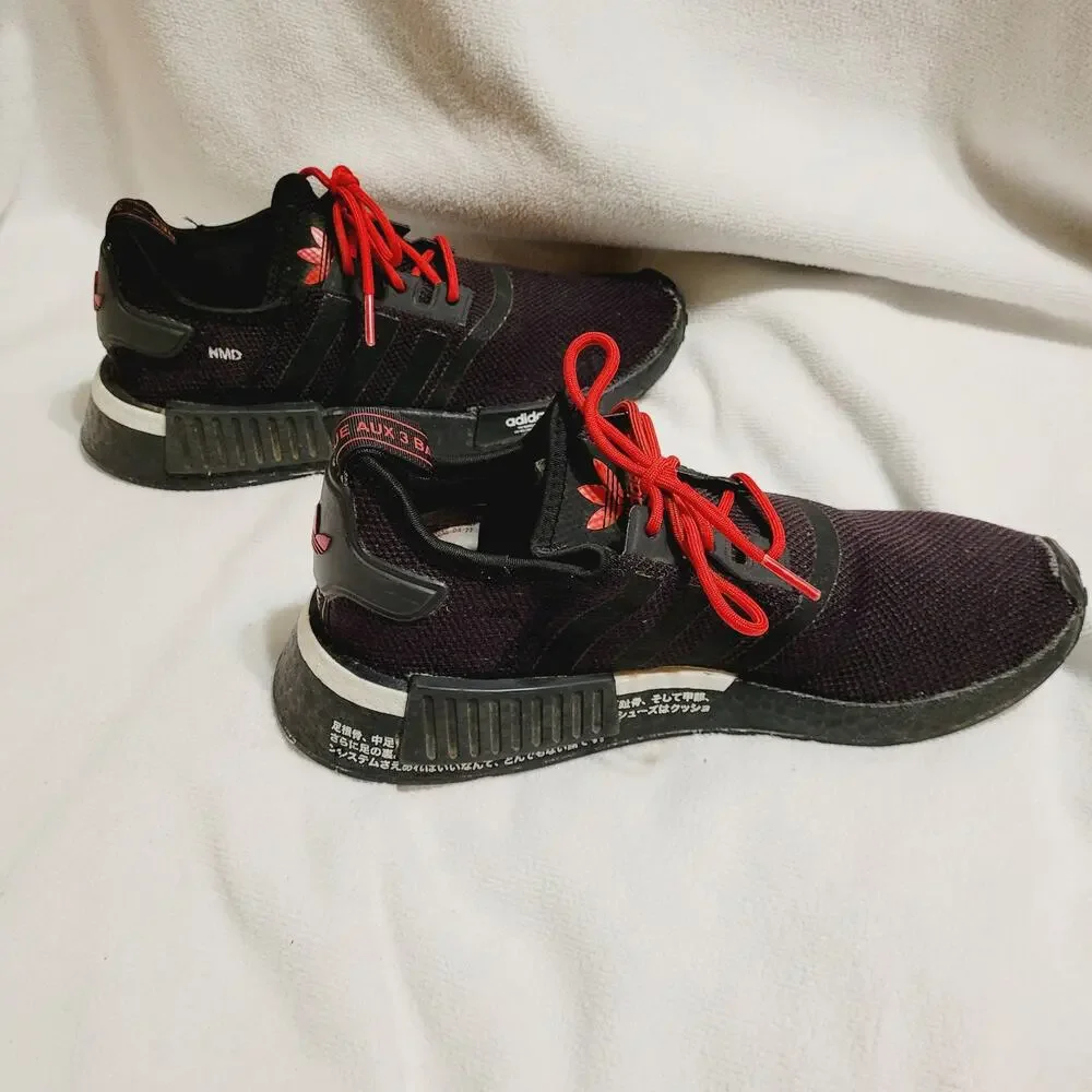 Adidas NMD-R1 mens black scarlet athletic sneakers size 8